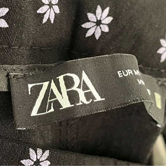 Zara Black Floral Skinny Pants - Size M - Picture 6 of 12